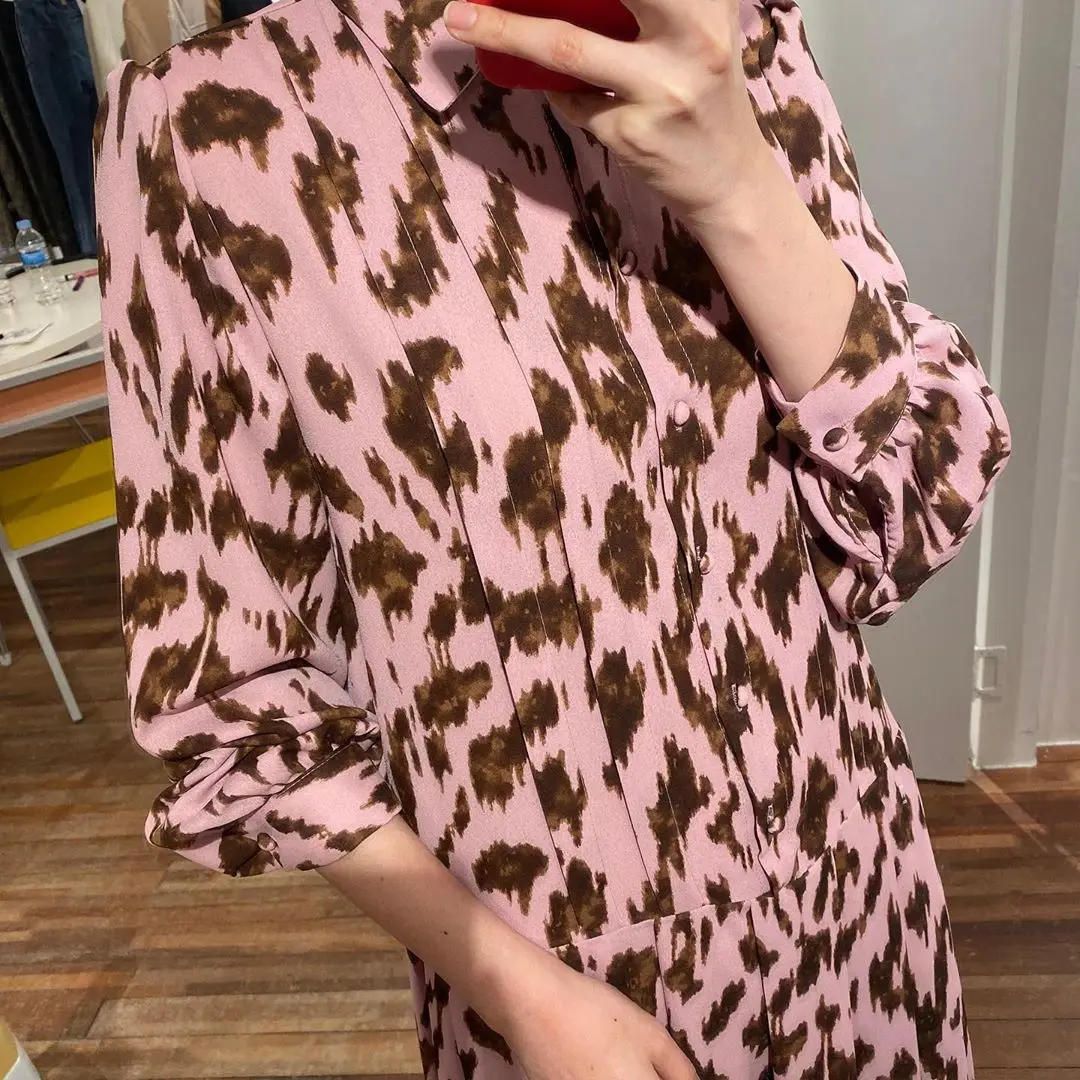 Женское винтажное платье рубашка свободное элегантное праздничное с длинным