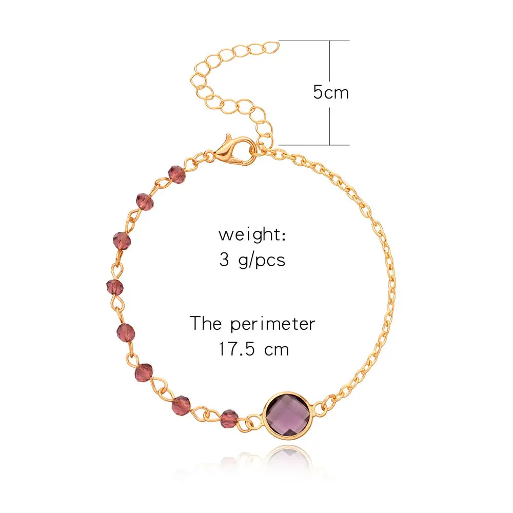 

Fashion Crystal Rhinestone Zircon Bead Bracelet For Women Simple Chic Heart Round Chain Bracelet Statement Handmade Party Jewely