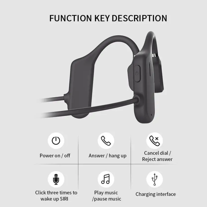 

Cross-Border Bluetooth Headset For Bone Conduction 5.0 Wireless Ear Hook Non-in-Ear Sports Waterproof Headset With Microphone