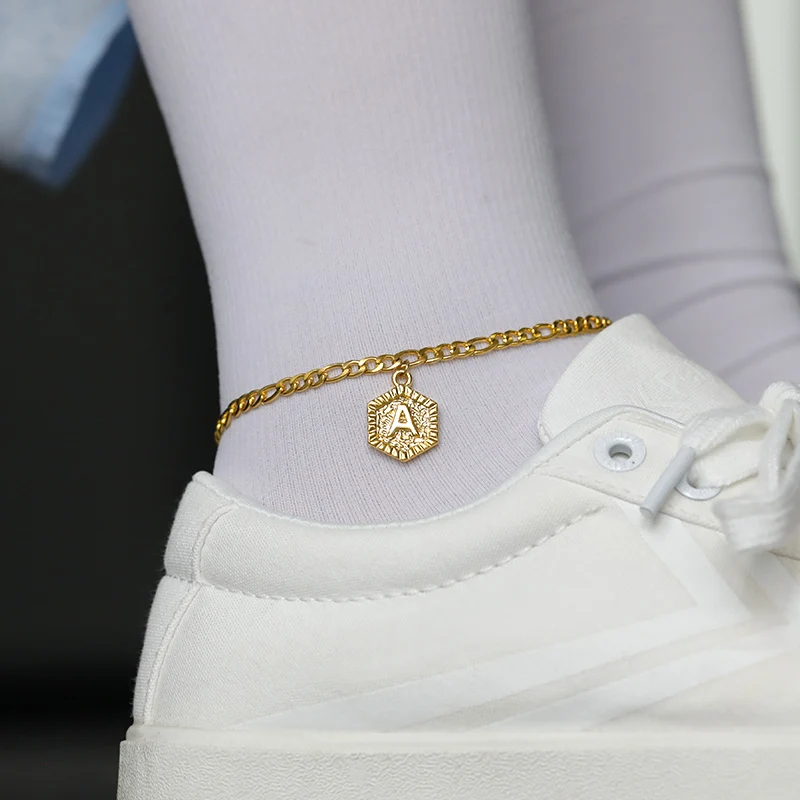 

Initial Letter Anklet Foot For Women Men Gold Chain Charm Female Male Ankle Bracelet Christmas Jewelry Gift 2020 BFF