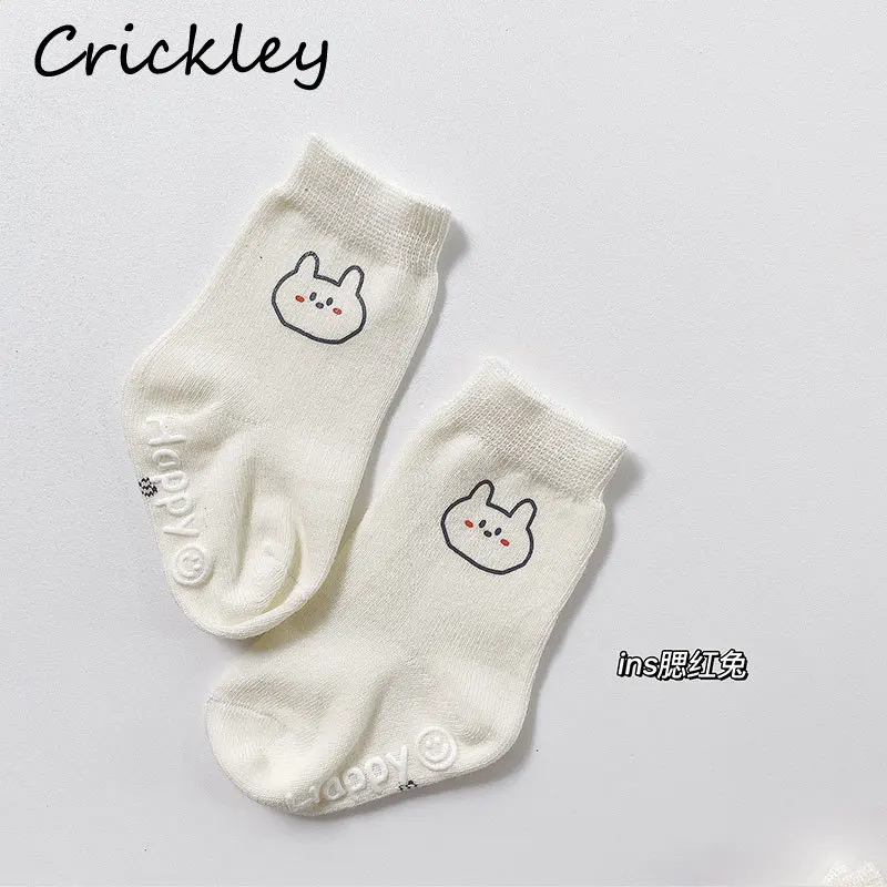 

White School Baby Girls Boys Socks Cartoon Animals Print Kids Ankle Socks Cotton Breathable Anti Slip Children Short Socks 0-10T