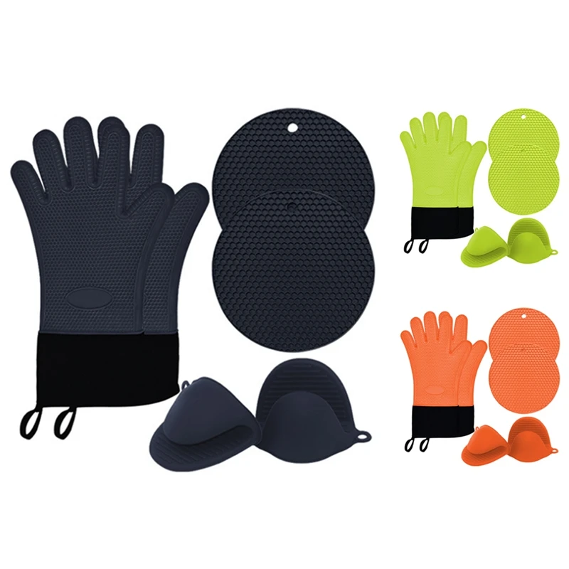 

New Honeycomb Silicone Gloves Anti-Scalding Hand Clip Placemat Set Household Microwave Oven Gloves Oven Mitts