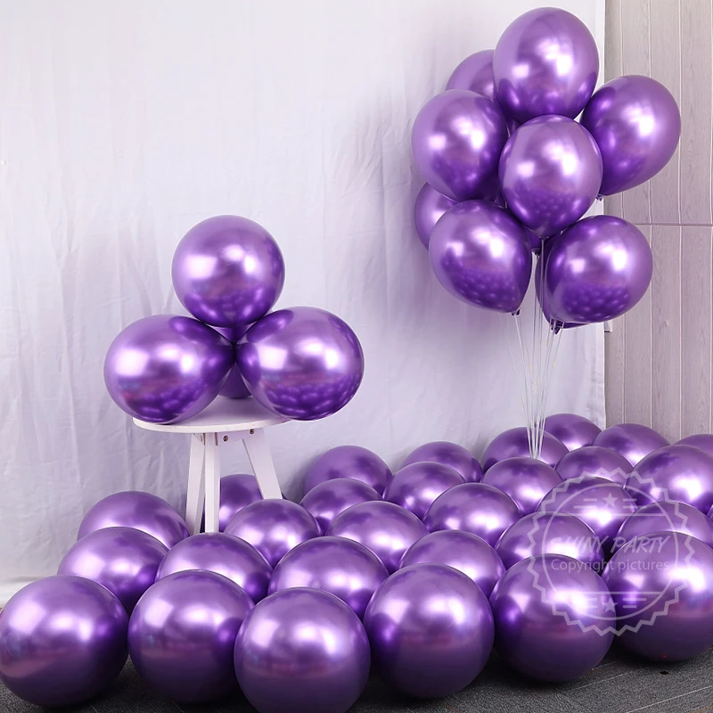 

25Pcs 5/10/12inch Glossy Metal Pearl Latex Balloons Thick Chrome Metallic Colors Helium Air Balls Globos Birthday Party Decor