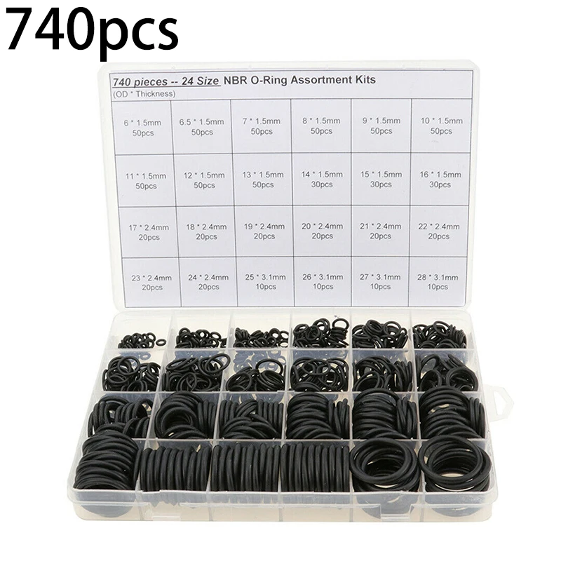 

740pcs Sealing Ring Boxed Assortment Seal Washer gasket Part Accessories