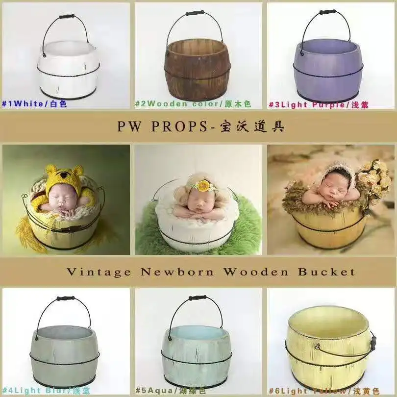 Vintage Newborn Wooden Basket Photo Prop Baby Posing Prop Newborn Photography Prop