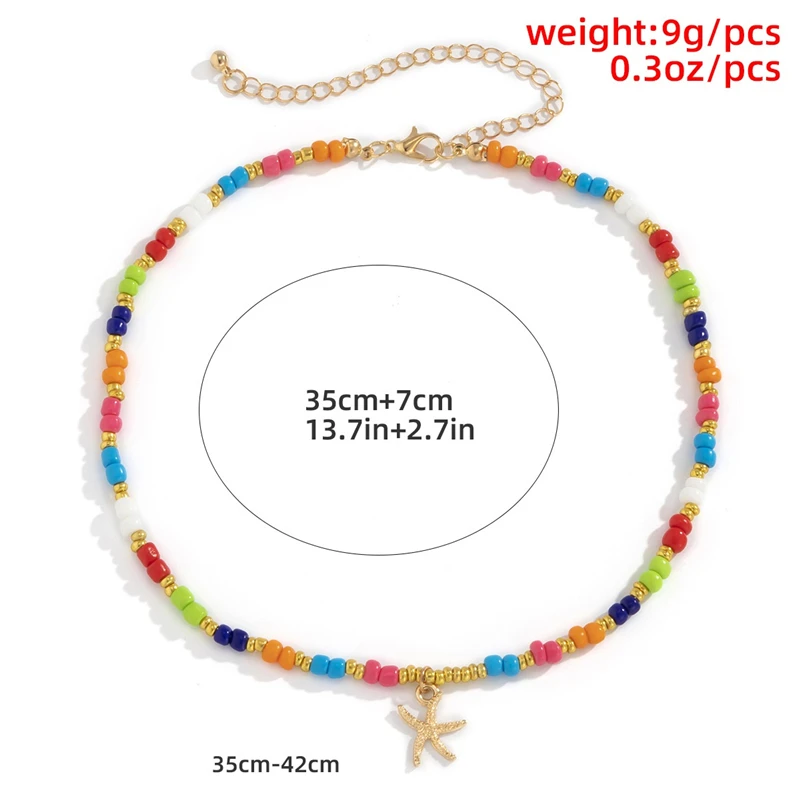 

Ailodo Bohemian Starfish Chokers Necklace For Women Colorful Miyuki Beads Short Chain Statement Necklace Collier Fashion Jewelry