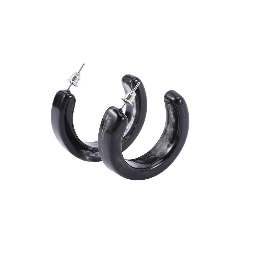 Женские Простые цветные круглые серьги-кольца из смолы с буквенным принтом