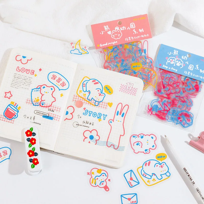 45 шт./упак. милый медведь Декоративные наклейки для детского сада ПЭТ планировщик