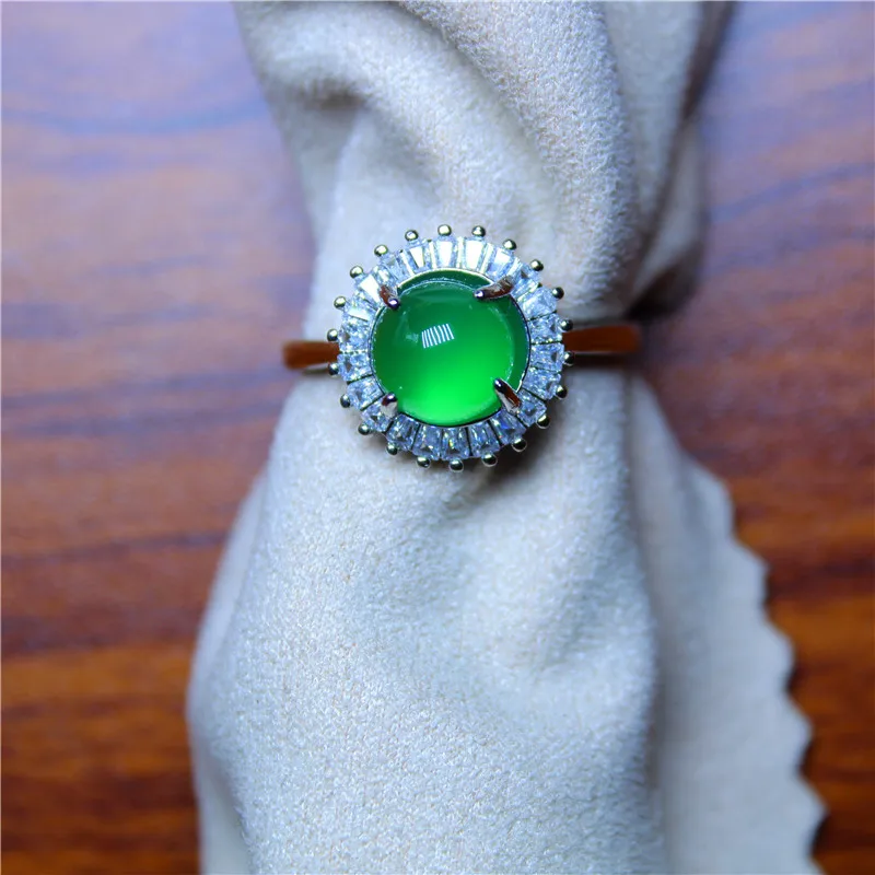 Оптовая продажа индивидуальные модные ювелирные изделия Зеленый Халцедон