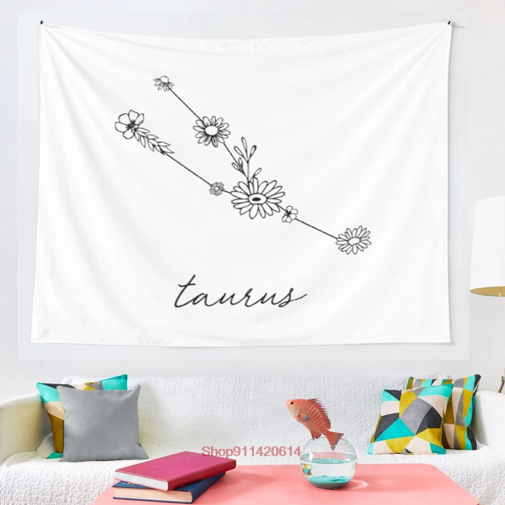 

Taurus Zodiac Wildflower Constellation tapestry Wall Hanging Tapestries for Living Room Beach Towel Blanket