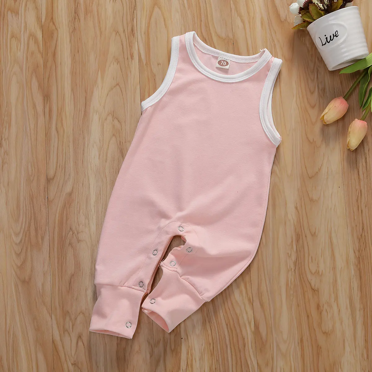 

Newborn Baby Boy Girl Sleeveless Cotton Romper Jumpsuit One-Piece Clothes Rompers