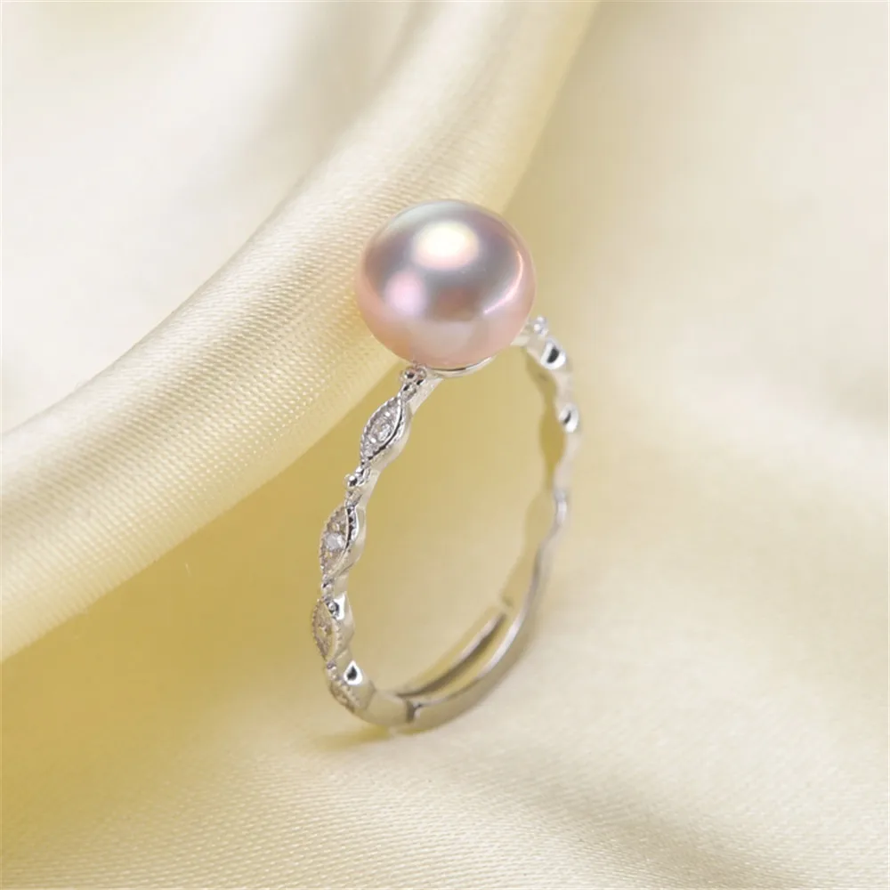 

Fashionable Freshwater Pearl Ring Settings Findings 925 Sterling Silver Adjustable Good Quality Jewelry Accessory For Handmaking