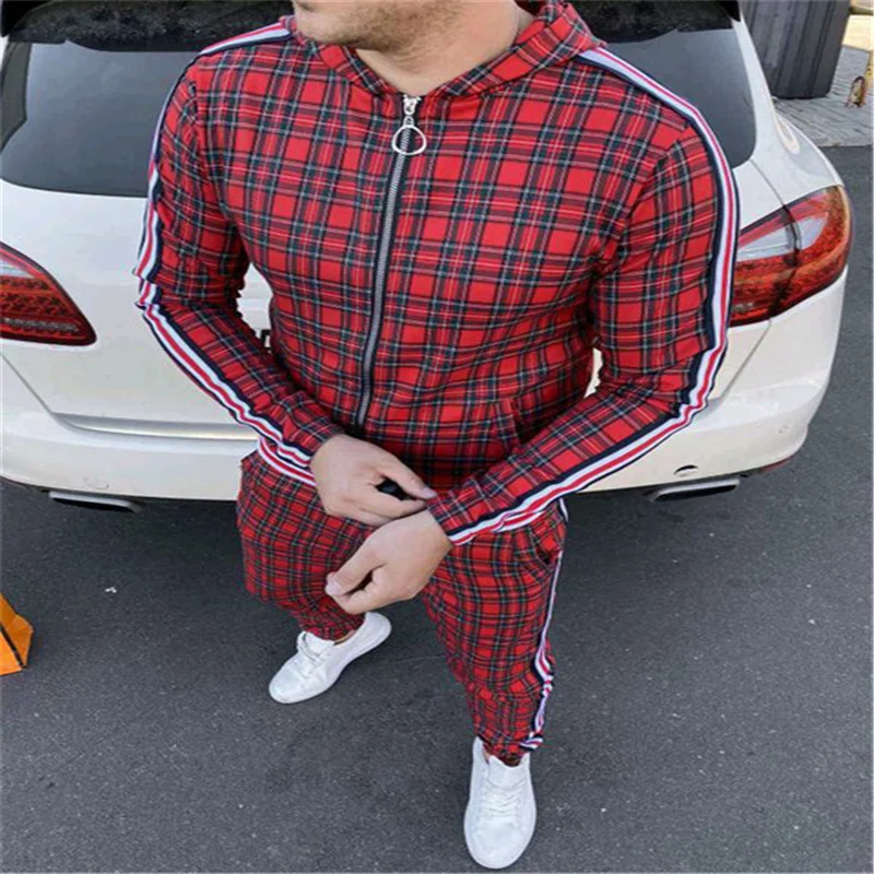 

202Muscle Brother Sport Suits European American Trends 3D Print Fitness Zipper Hoodies Sweatpants Slim Casual Fashion Tracksuits