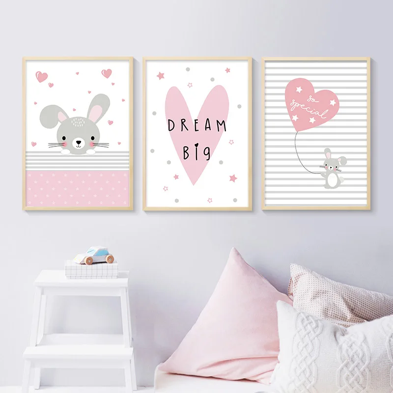 

Cartoon Animal Nursery Poster Wall Art Canvas Decorative Print Wall Painting Nordic Kid Decoration Picture Baby Bedroom Decor
