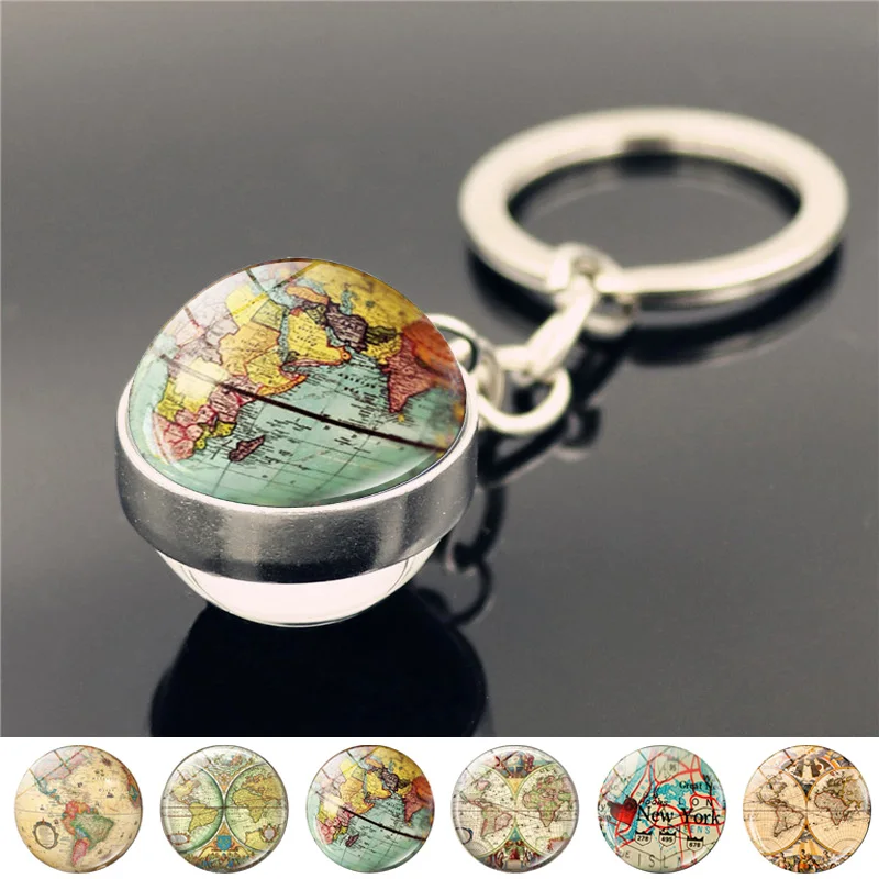 Хрустальный стеклянный шар брелок винтажная карта мира Глобус земля кулон