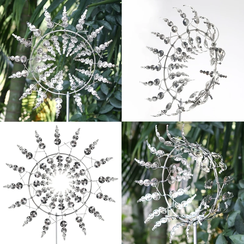 2021 New Unique Metal Windmill Geometric Kinetic Wind Spinner Catcher with Stake Decor year | Дом и сад