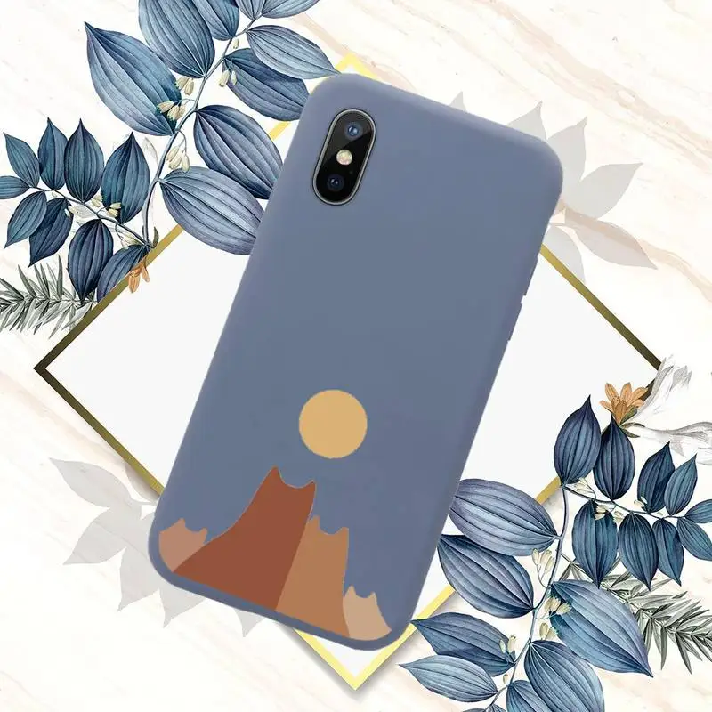 

Creative cat mountain Phone Case Candy Color for iPhone 11 12 mini pro XS MAX 8 7 6 6S Plus X SE 2020 XR