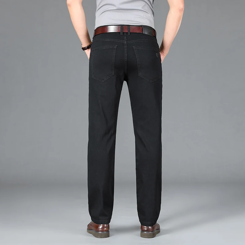 Джинсы мужские Стрейчевые с завышенной талией брендовые легкие Прямые