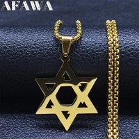2022 judaism israel islam hexagram stainless%c2%a0steel%c2%a0long necklace%c2%a0gold color religious necklaces jewelry joyeria n1031s02