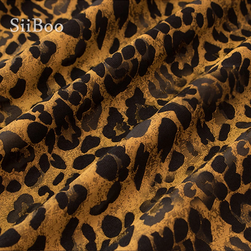 European luxury leopard printed polyester yarn dyed jacquard fabric for winter windbreaker dress tecido telas por metro SP5880 | Дом и сад