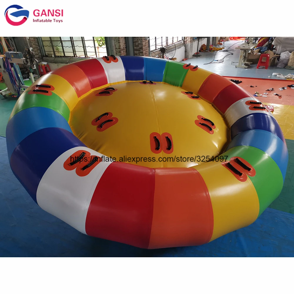 Customized 3m diameter inflatable flying saturn tube inflatable crazy towable UFO for sale