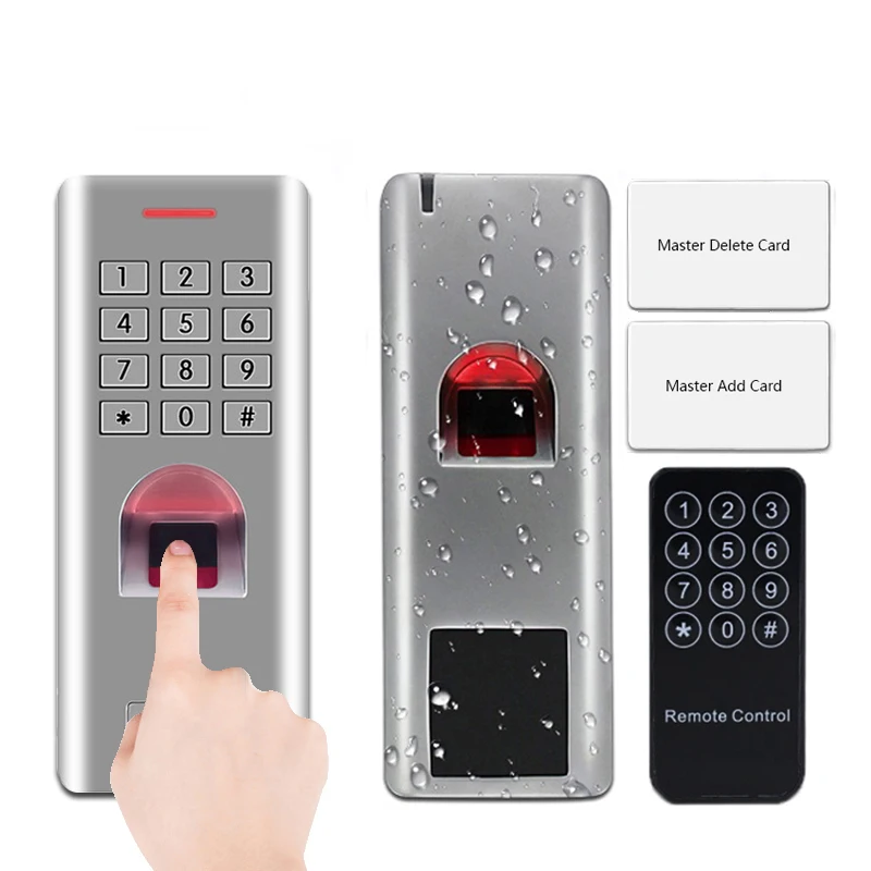 Hot Fingerprint Waterproof Metal Rfid  Access Control Keypad With 1000 Users with remote control RFID Door Access Control System