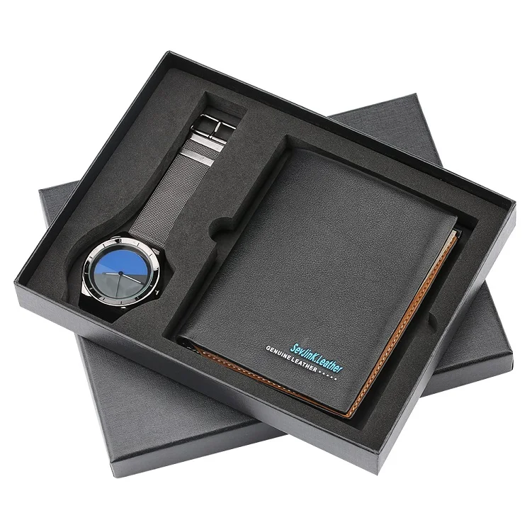 Gift Set 43 Для мужчин s часы класса люкс минималистические кварцевые наручные часы держатель для карт бумажник часы подарочный набор для мужчин часы для Муж папа дружок - Цвет: Gift Set 43