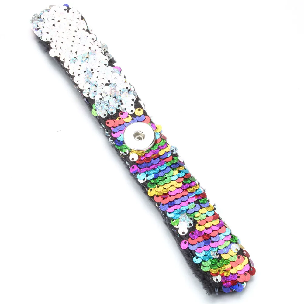 Новейшие ювелирные изделия 18 мм двусторонние блестки застежка-кнопка браслет