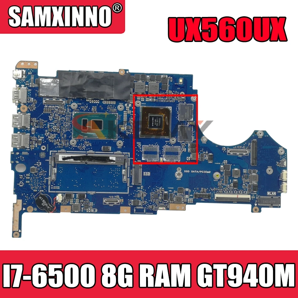 

Akem UX560UX mainboard For Asus UX560U UX560UQK UX560UQ UX560UX Q524U Q524UQ Q524UX laptop motherboard I7-6500CPU 8G RAM GT940M