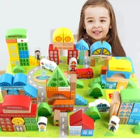 100pcs baby toys city traffic scenes geometric shape wooden juguetes building blocks early educational wooden toys gift