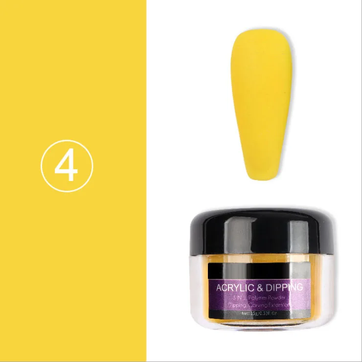 

4pcs/lot Acrylic Dipping Powder Carving Nail Polymer Tip Extension French Green Yellow Adhesive Rhinestone Nail Art