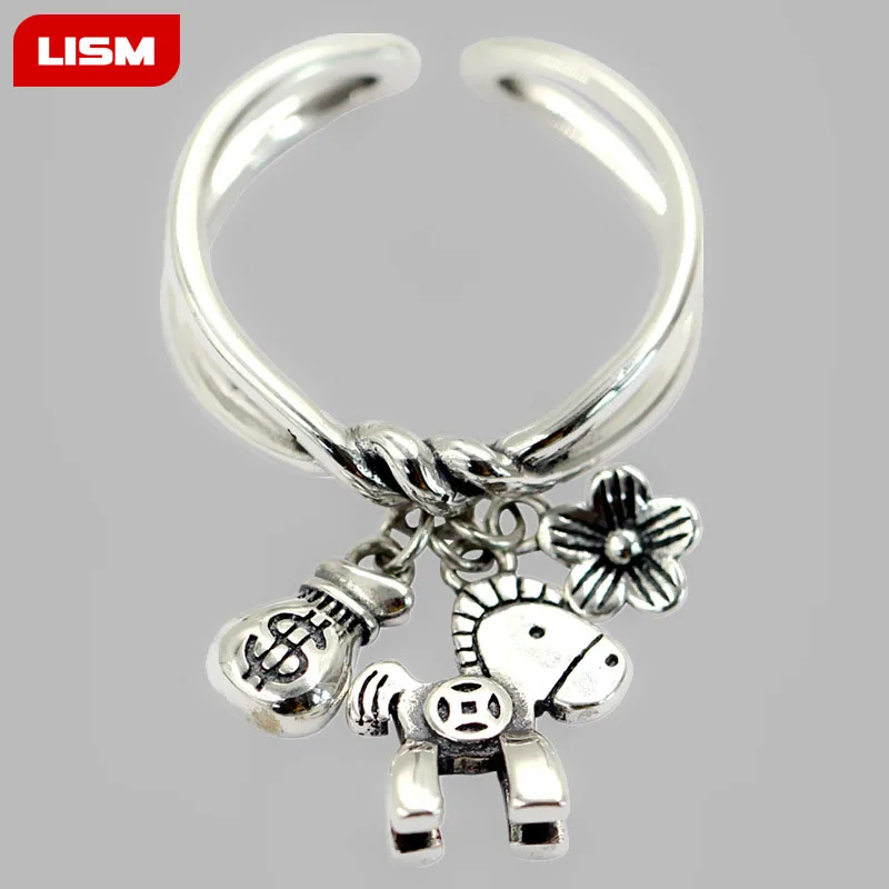 Кольцо женское регулируемое с рисунком пони ювелирное изделие под античное