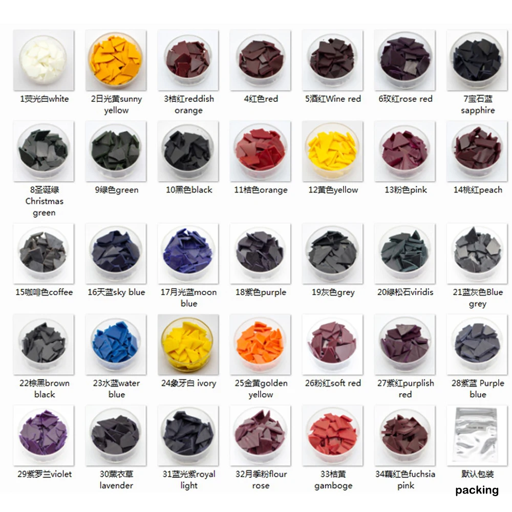 34 colores/conjunto vela Chips colorantes de la vela de cera pigmento colorante no-t&oacute;xico Natural velas de cera de soja de artesan&iacute;a de pigmentos-4