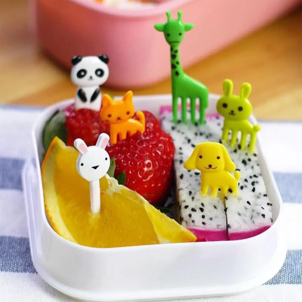 

20Pcs/Set Fruit Pick Animal Pattern Multi-shape Mini Size Plastic Animals Fruit Pick for Children