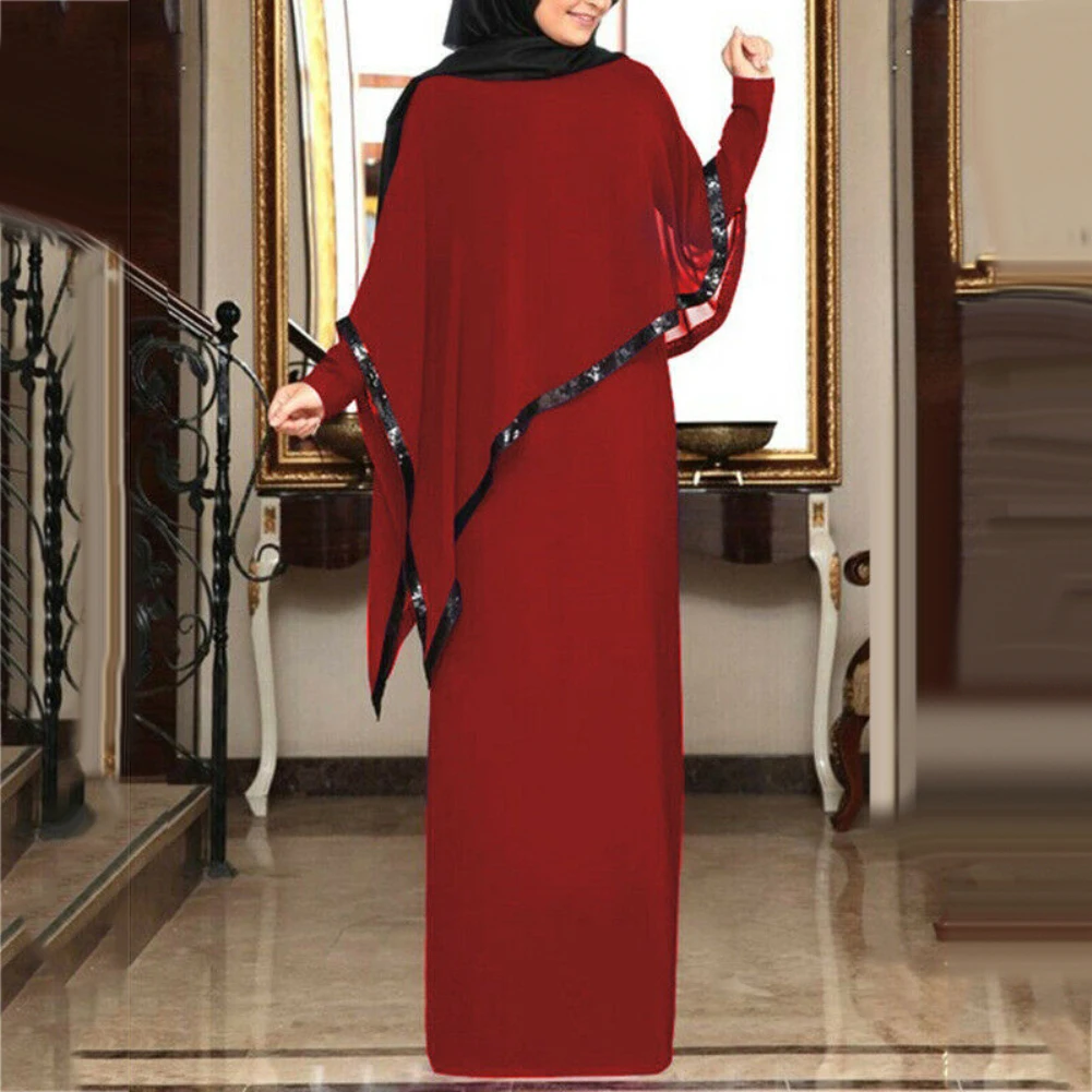 Мусульманский Абаи платье Для женщин поддельные Двойка нерегулярные шаль Макси