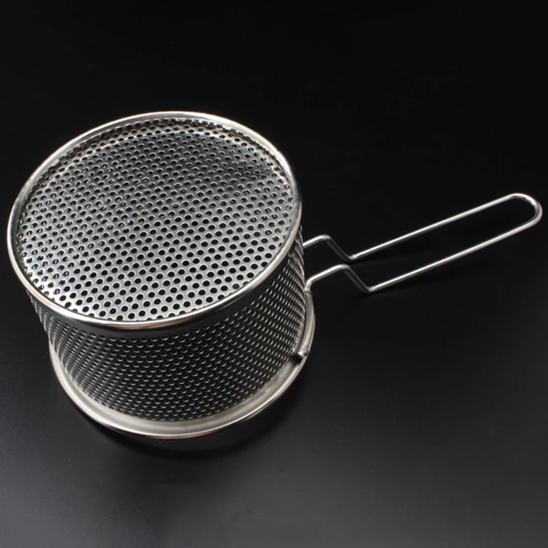

New 304 Stainless Steel Hot Frying Fried Basket Frying Pan Filter Food Colander Oil Leak Cocoa Sieve Mesh Noodle Dumplings