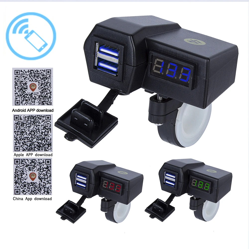 Двойной USB порт 12 В мотоциклетный прикуриватель разветвитель с Bluetooth руль зажим зарядное устройство адаптер Usb Moto
