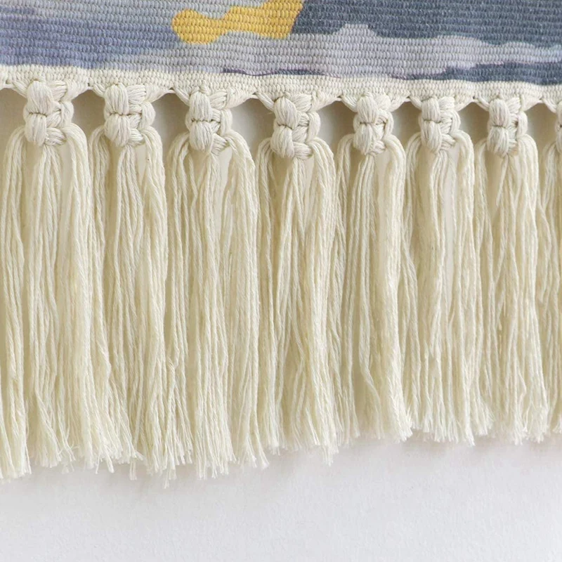 

Macrame Woven Wall Hanging Tapestry,Home Decor Boho for Apartment Dorm Room Backdrop (Grey-Geometry)