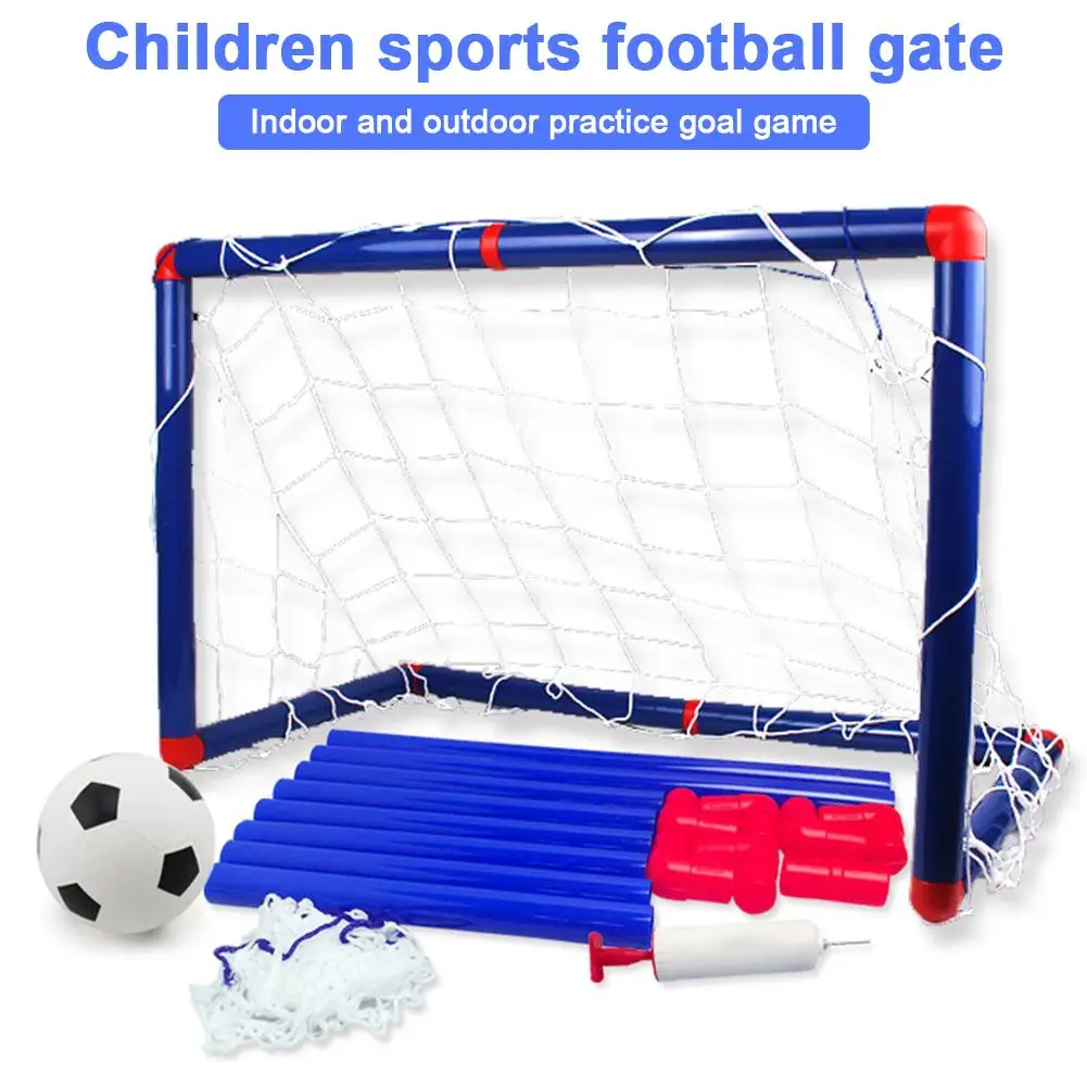 

2 In 1 Outdoor/Indoor Kids Sports Soccer & Ice Hockey Goals With Balls And Pump Practice Scrimmage Game Football Toy Set