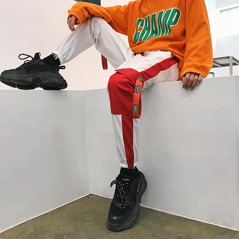 Мужские брюки карго с ремнем в стиле хип хоп одежда для улицы джоггеры мужские