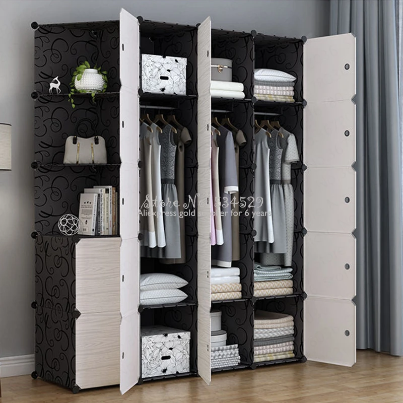 21% простой тканевый гардероб пластиковый домашний шкаф из Искусственного Дерева