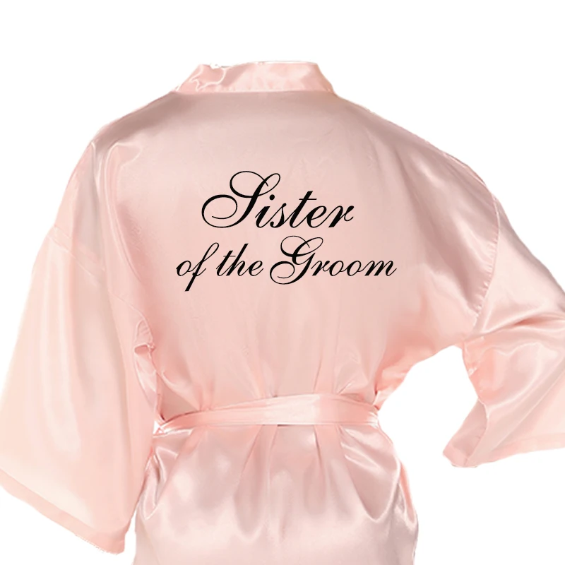 Румяна светло розовый невесты халаты атласные Женщины kinomo халат черный письмо