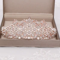 luxuy handmade wedding crown baroque rhinestone pearl crystal headband wedding hair accessories bridal crown hair accessories