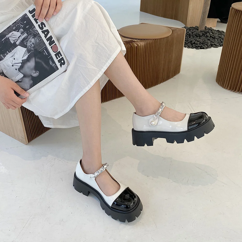 

New style Women PU Leather lolita shoes Sweet girl shoes Korean College Students cosplay shoes Elegant Mary Jane Shoes