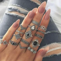 15 pcs silver finger rings women jewelry midi alloy vintage punk boho knuckle finger ring set for women jewelry