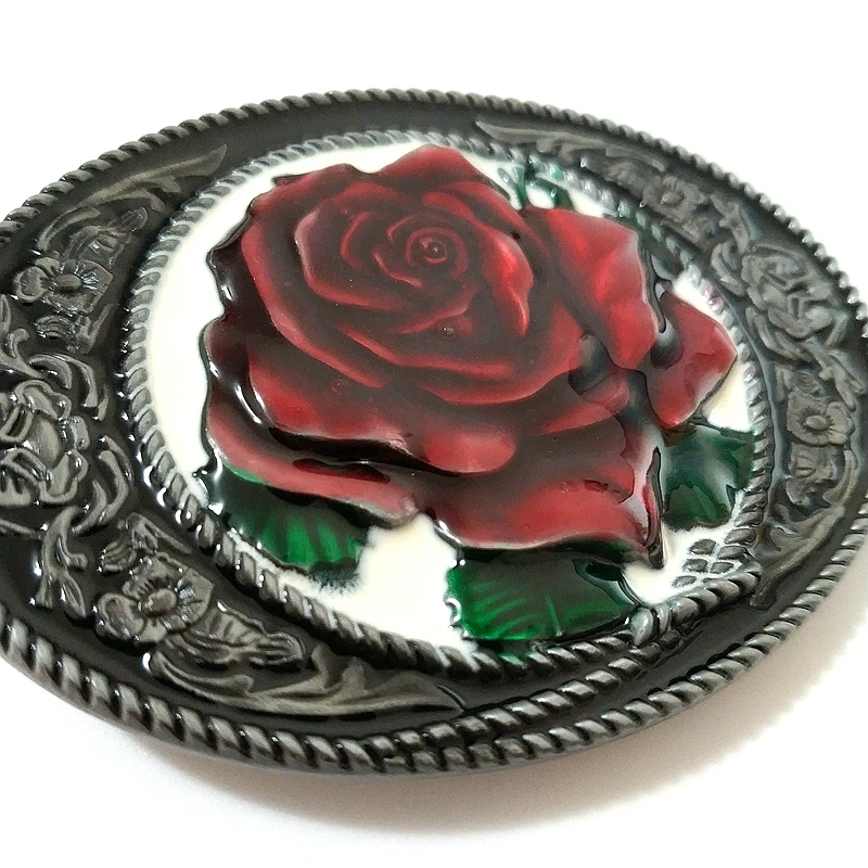 Vintage Mens 3D Red Roses Metal Belt Buckle Suit 4cm Belts High Quality Cowboy Cowgirl Pin Buckles Head Jeans Accessories | Дом и сад