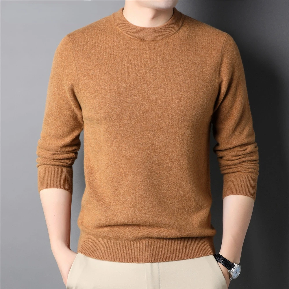 2021 New Winter Thick Warm Sweater Men Clothing Casual Pure Color Knitwear High Quality Wool Cashmere Pullover