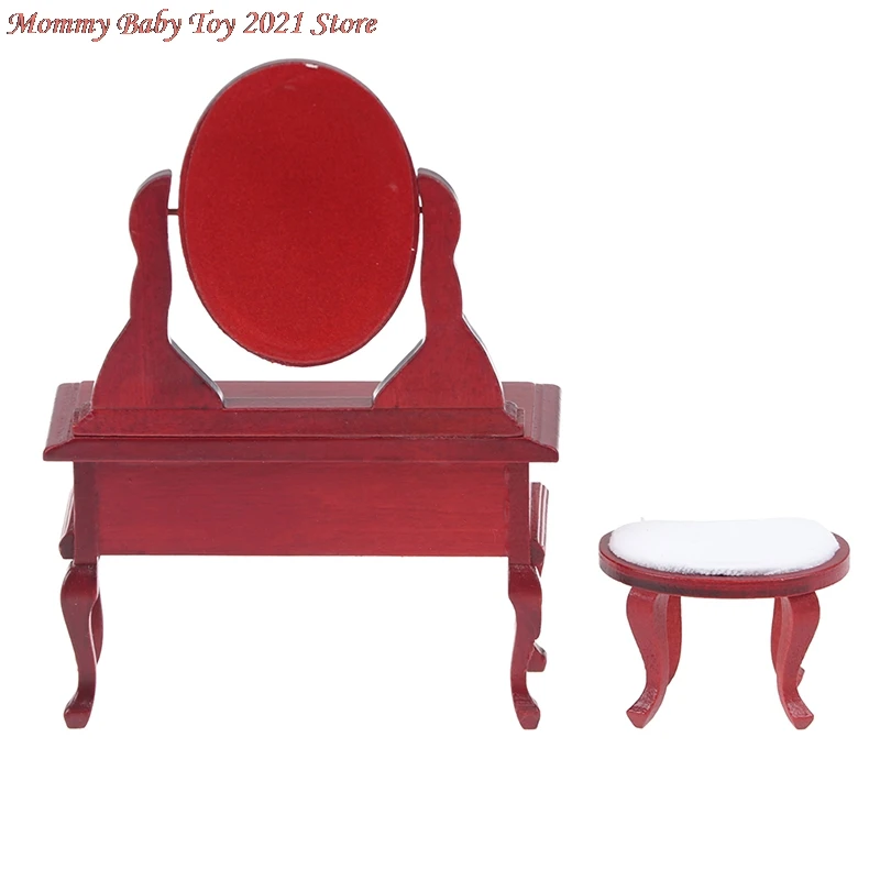 

1:12 Dollhouse Mini Furniture Toys Dresser Stool Set for Doll House Bedroom Decor