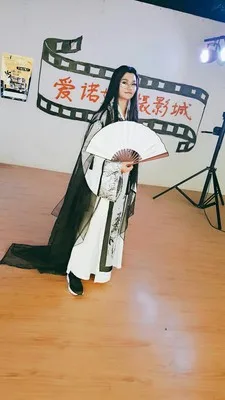 

Anime Sha Po Lang Gu Yun Cosplay Costume Black White Bamboo Ink Print Male Costume Ancient Chinese Han Fu Costume