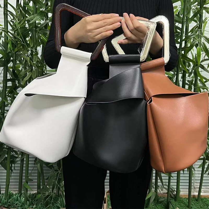 

Soft Leather Hobo Bag Leather Handbag Metal Handle Summer Tote Bag Luxury Brand High Quality Soft Leather Hand Bag